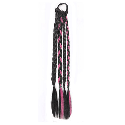 Boxer Braids Fake Hair Braids Sweet Cool Girl Fishbone Braid Double Dutch Buns Band Style Natural Fake Highlights Messy Hairstyle