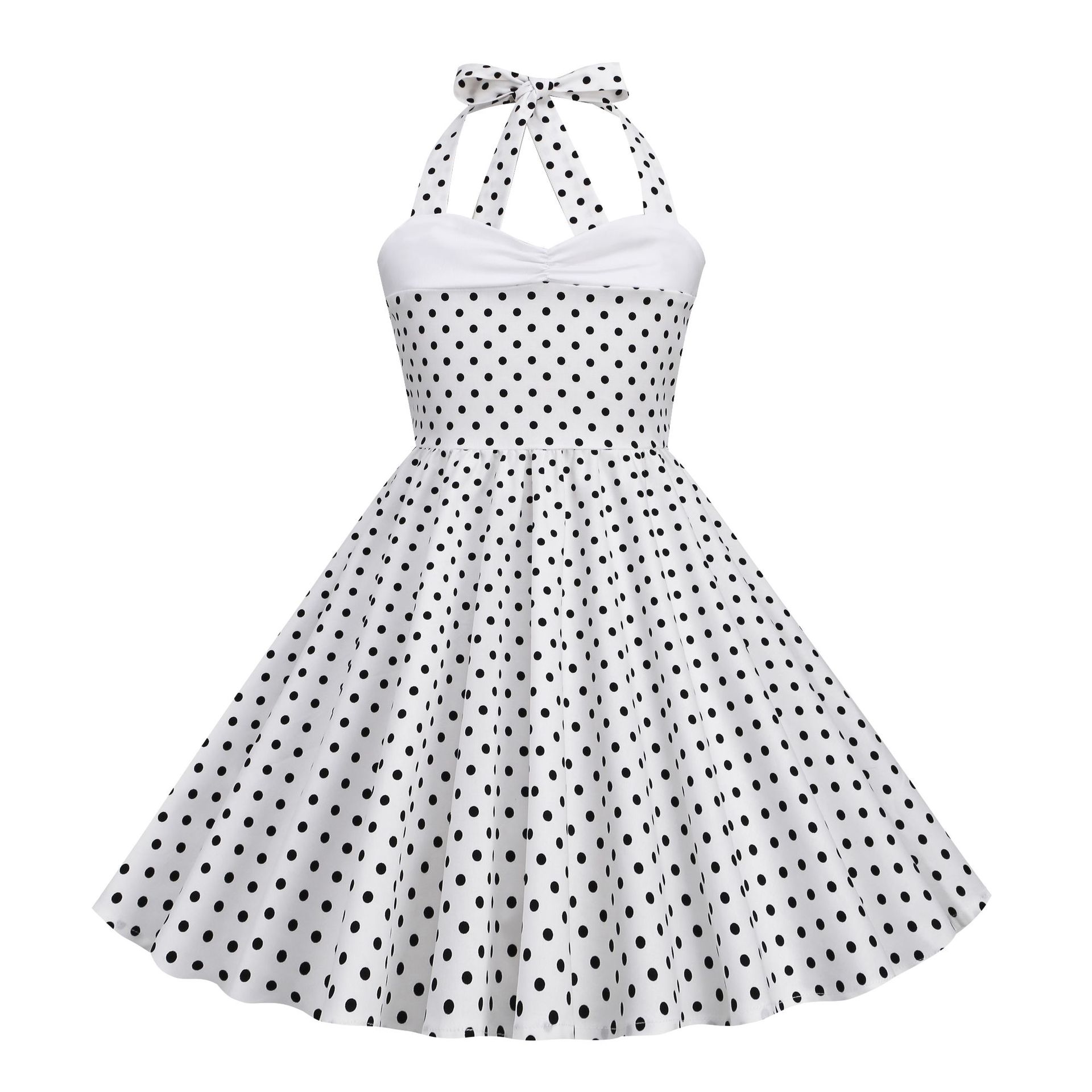 Amazon Cross-Border European and American Children's Clothing Export Dress 2025 Halter Splicing Polka Dot Retro Children's Clothing Skirt