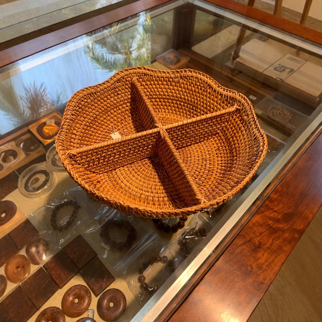 厂家批发藤编工艺品 藤编分格糖果篮 藤编水果篮 喜糖喜饼拼盘