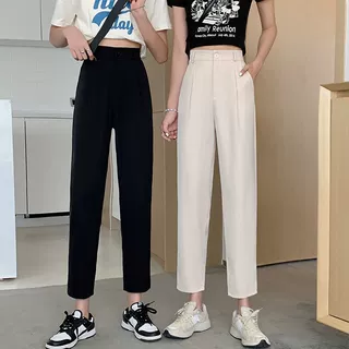 西装裤宽松直筒裤子夏季西装裤女高腰垂感薄款休闲显瘦九分裤