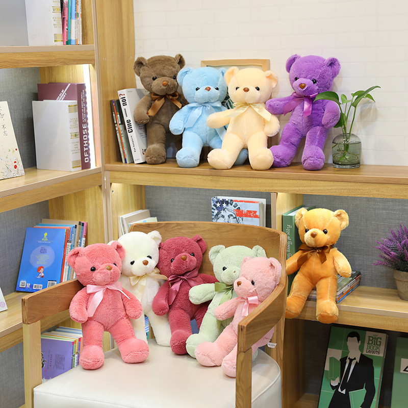 Colorful teddy bear plush toy grab machine doll doll cute ribbon bear children doll company activity gift