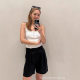 Spring and Summer 2025 New Niche Design American Style Retro U-collar Button Striped Slim-fit Threaded Vest Top for Women