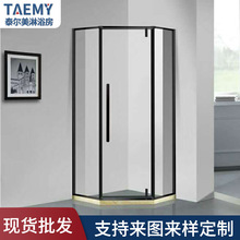 简约淋浴房钻石型移门浴室卫生间防爆玻璃隔断干湿分离浴屏移门