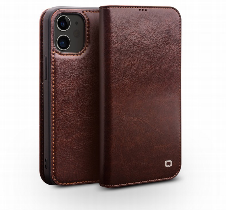 Ốp lưng da thật gập bảo vệ thẻ cho iPhone 12 Pro Max / 12 mini — IPhone12 mini 5,4 inch màu nâu cổ điển, IPhone12 mini 5,4 inch màu đen cổ điển, IPhone12 Pro 6,1 inch màu nâu cổ điển, IPhone12 Pro 6,1 inch màu đen cổ điển chi tiết 26