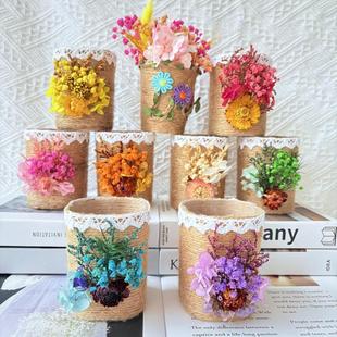 Pen holder diy handmade material package dried flowers and wood kindergarten personal activities group building salon children's day gift