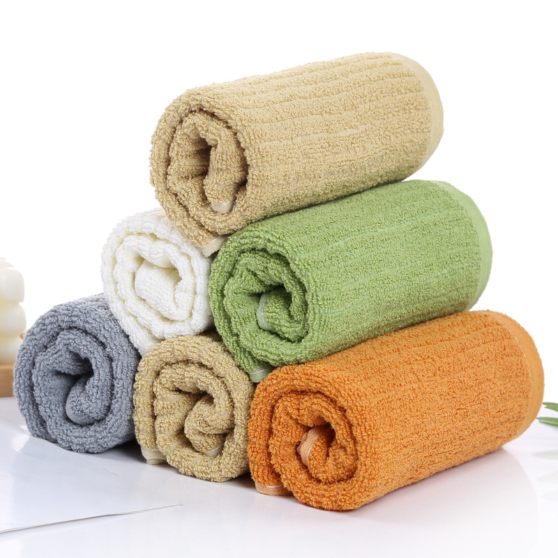 宜朵純棉毛巾勞保家居禮品毛巾吸水素色豎條五色全棉面巾洗臉80g