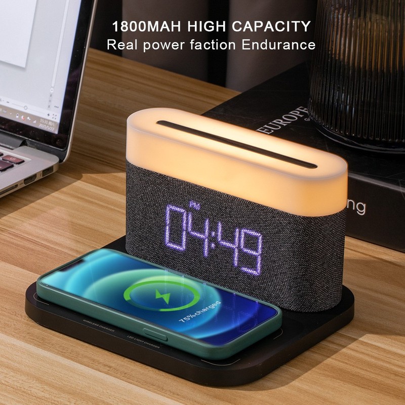 人気の3in1磁気15W急速充電ワイヤレス充電器、タッチ式無段階調光ナイトライトLED、時刻表示付き、ギフトに最適|undefined