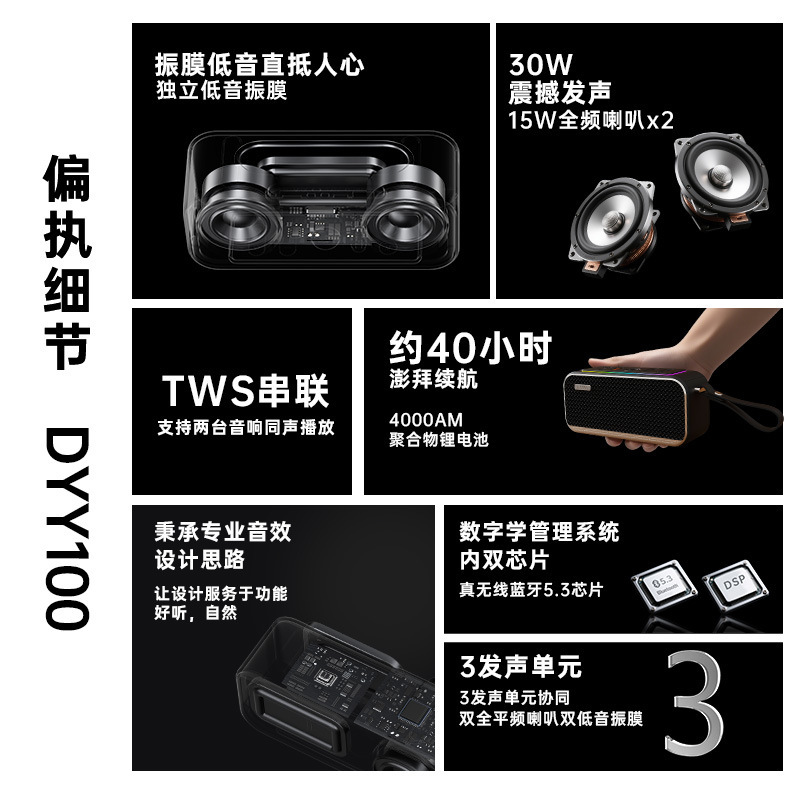 无线蓝牙音箱双喇叭大音量户外家用音响车载超重低音炮便携高音质|undefined