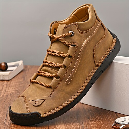 2025 Cross-border New European and American Handmade Ankle Boots Large Men's Handmade Zipper Ankle Boots Cross-border Dropshipping