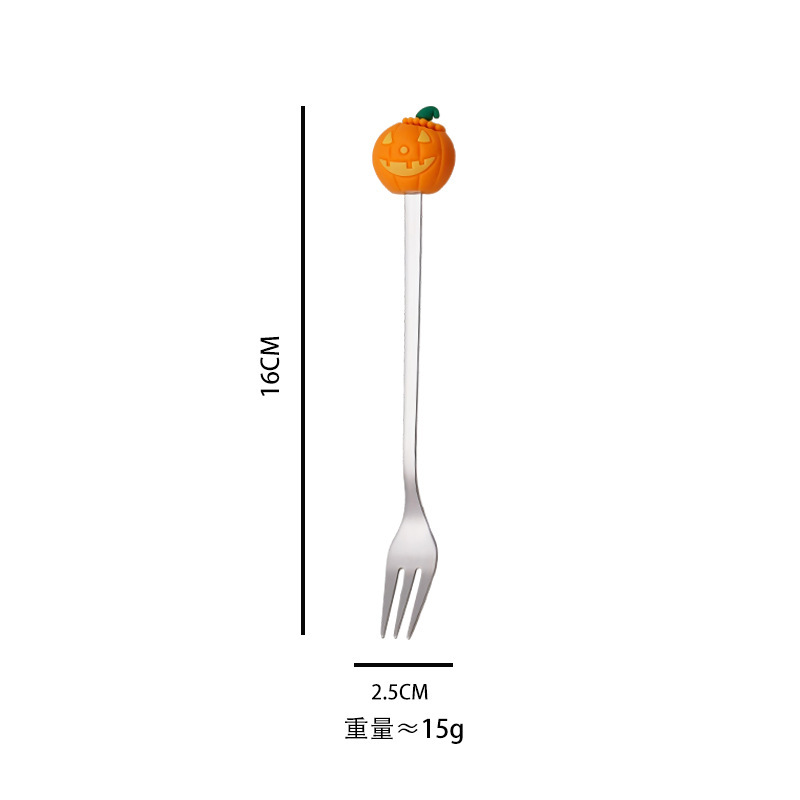 クロスボーダーステンレス鋼食器セットクリエイティブハロウィンフォークとスプーンセットケーキデザートスプーンフルーツフォーク工場直販|undefined