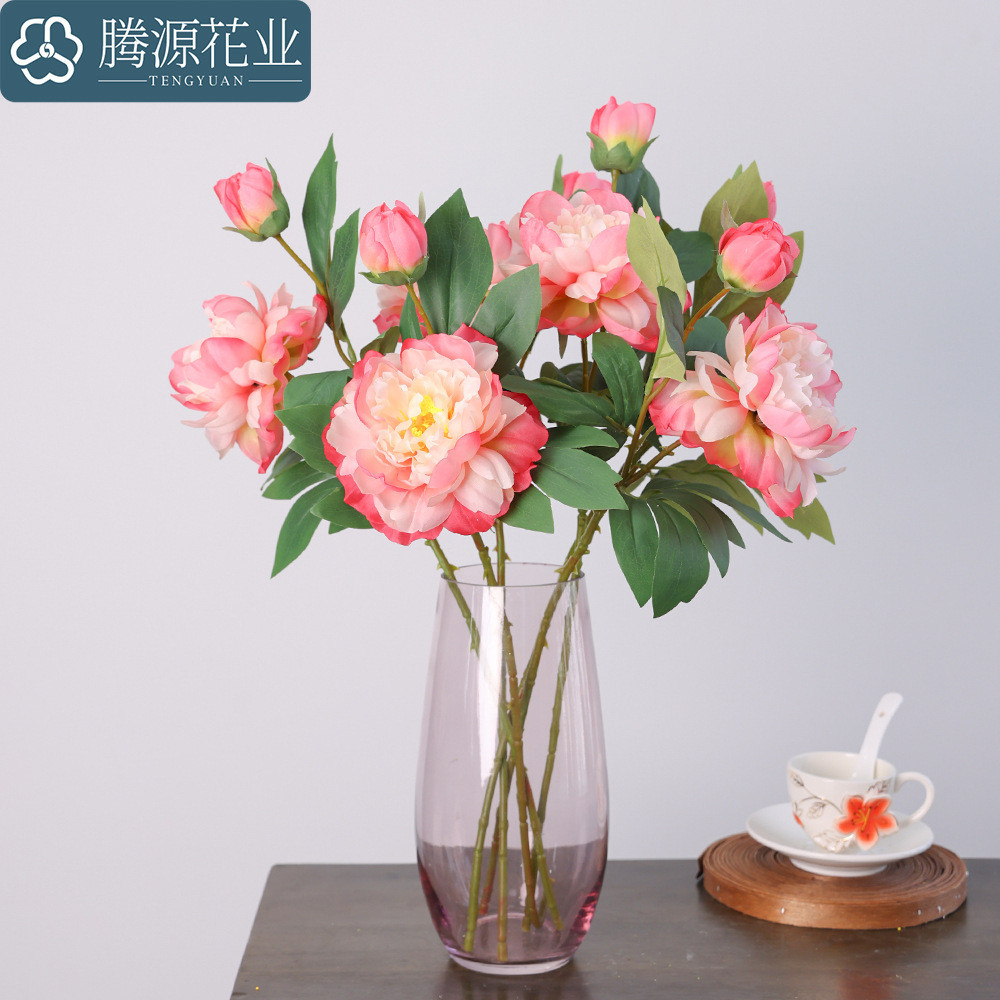 인공 꽃 스노우 타 피오니 북유럽 하이 엔드 홈 거실 부드러운 장식 웨딩 꽃병 사진 장식품 가짜 꽃