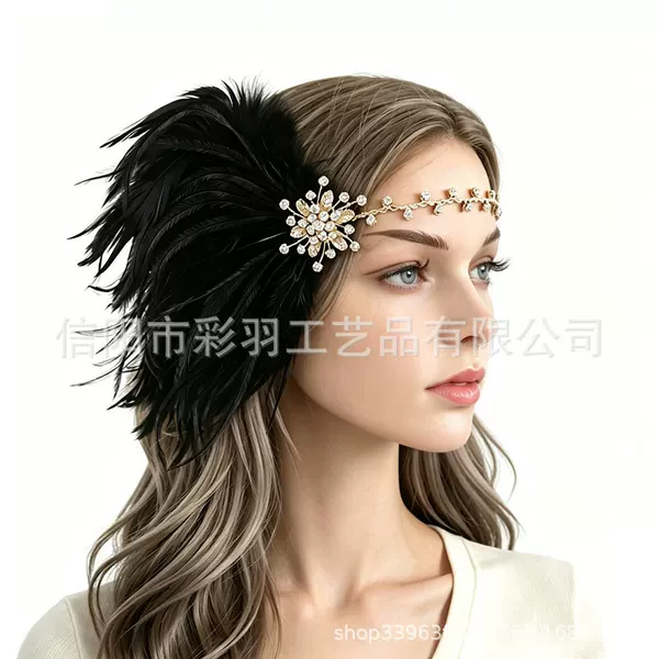 Yolapan Bridal Headdress Wedding Hair Accessory Handmade Woven Feather Headpiece for Weddings Cross-Border Wedding Headdress