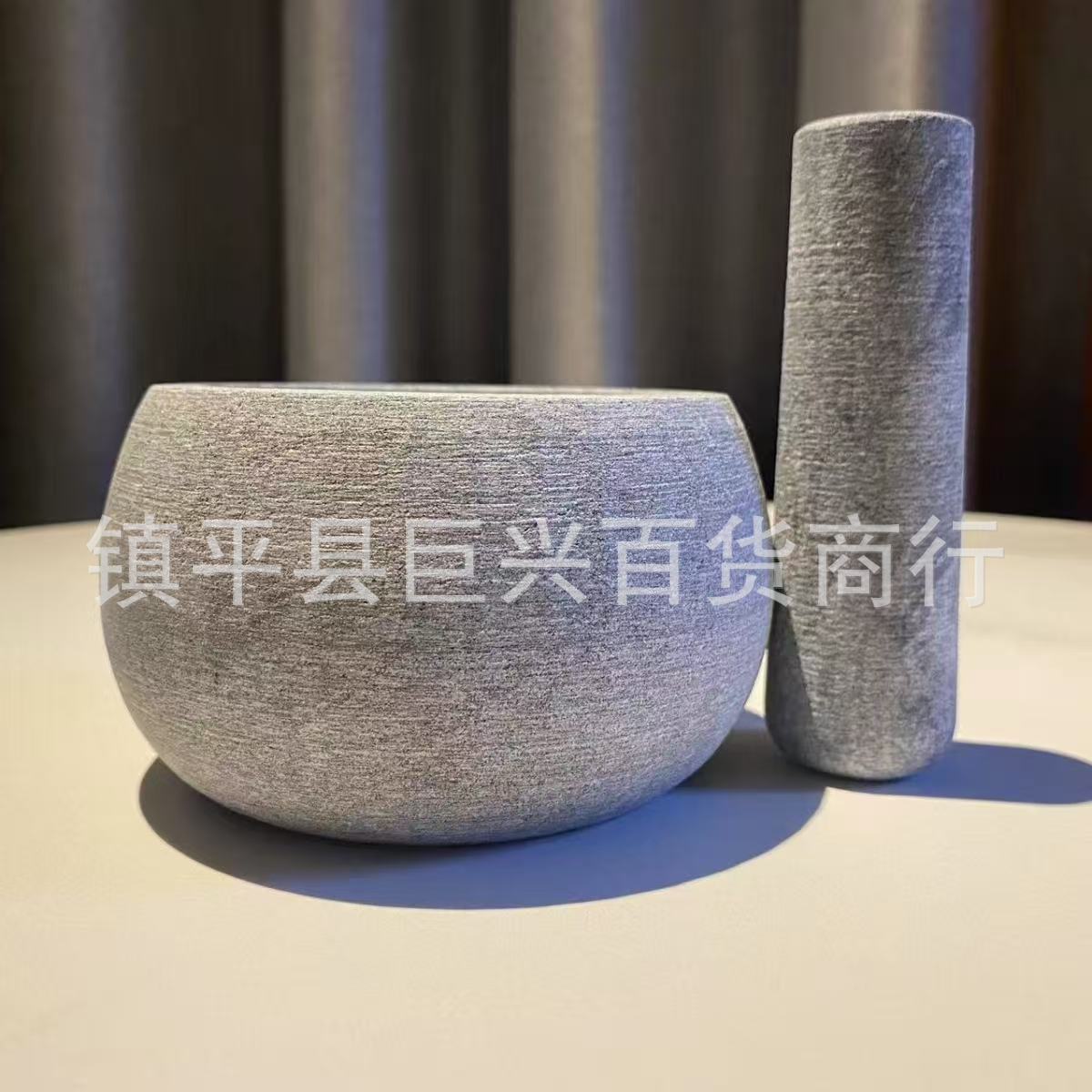 Stone Garlic Mortar with Pestle, Manual Traditional Garlic Mincer, Grinding Mortar for Home Kitchen, Herbal Medicine Crusher, Stone Grinding Jar