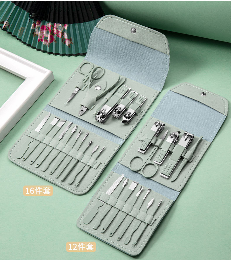 Nail scissor set 16-piece set nail cutting, manicure, beauty tweezers, pedicure knife, ear pick knife ready-made beauty tools
