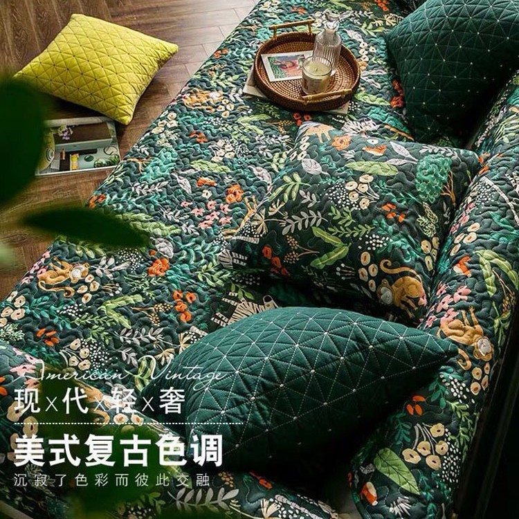 American Retro Fashionable Sofa Cushion Pastoral Four-Season Universal Pure Cotton Fabric Cushion Simple Sofa Towel Non-Slip