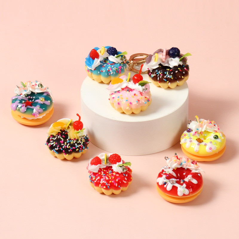 Simulación postre donut llavero colgante simulación pastel de frutas Decoración Accesorios cura pastel de crema