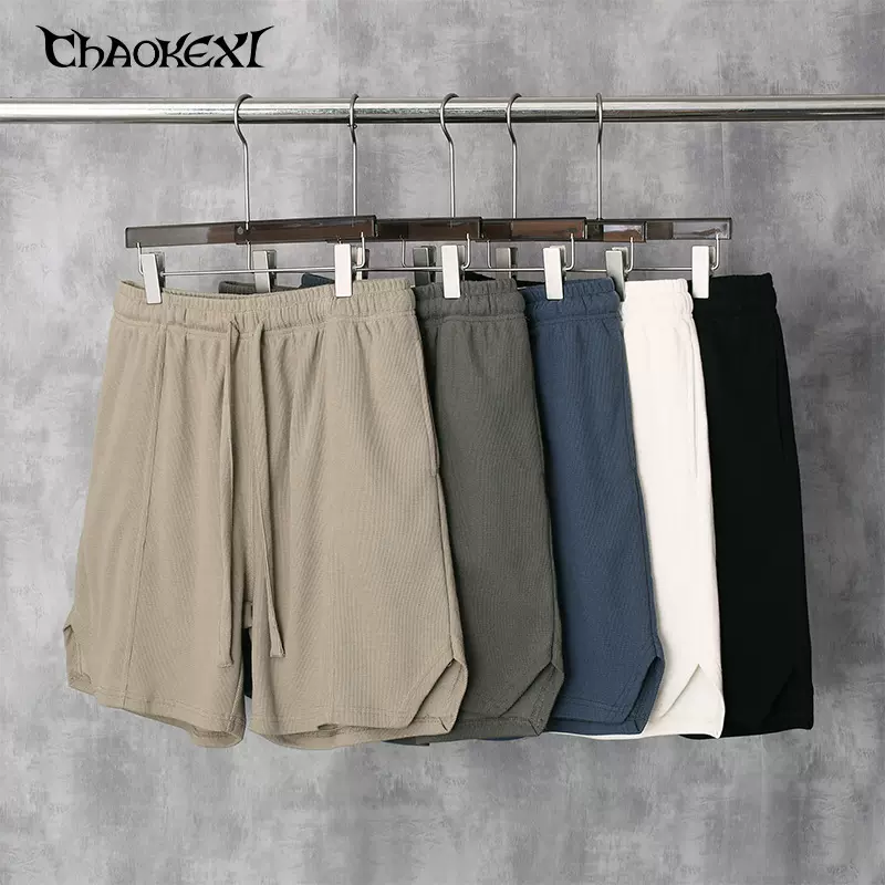 男装|2024新品260g透气华夫格宽松短裤男 欧美高街休闲短裤