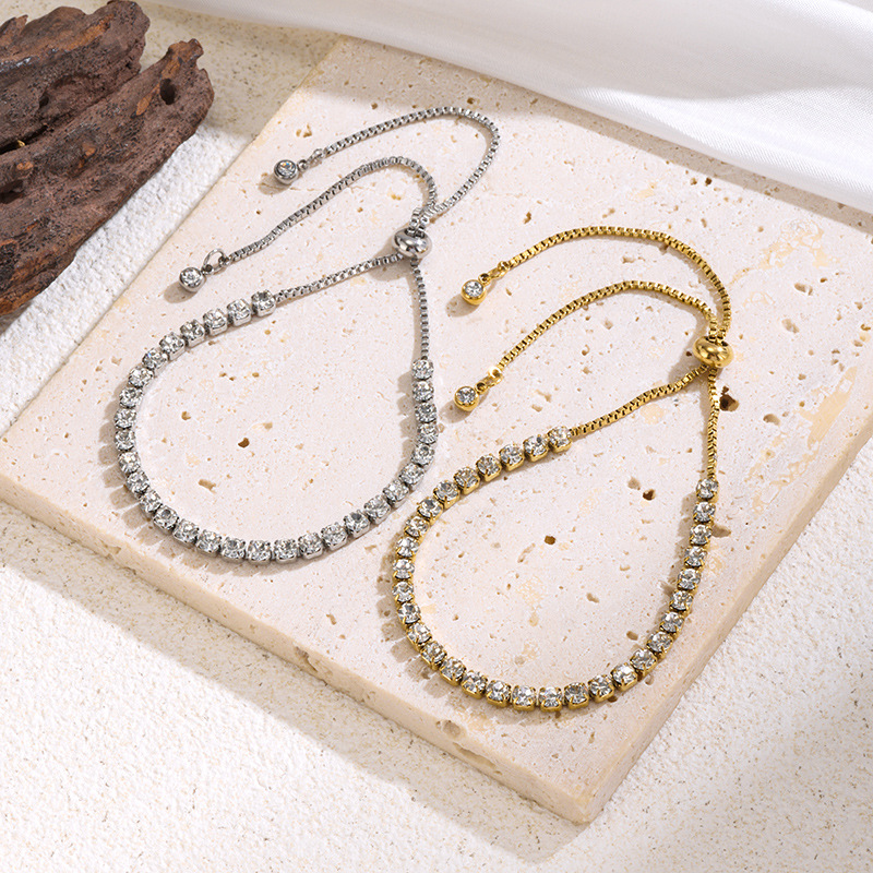 Cross-Border High-End Bracelet with Diamond Embellishments, Simple DIY Jewelry, Adjustable Bracelet, European and American Fashion, Elegant Light Luxury Bracelet