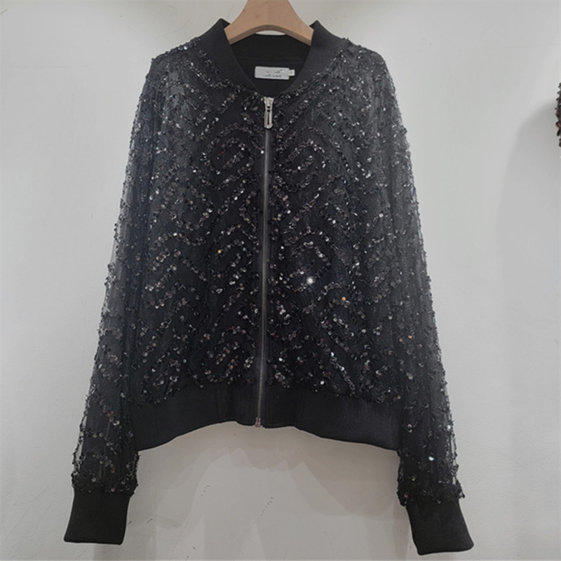 Industria pesada ropa de protección solar de sequilla para mujeres primavera y verano nuevo estilo europeo chaqueta cardigán casual chaqueta de tendencia chaqueta corta chaqueta de béisbol