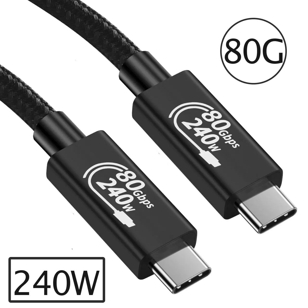 全功能USB4 GEN5双Type-C数据线PD240W快充80Gbps高速传输雷电线