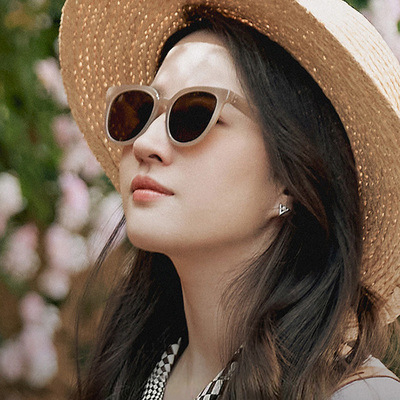 Xu Hongdou's same style sun protection UV small round white sunglasses for women with trendy square round faces and slimming sunglasses for women driving