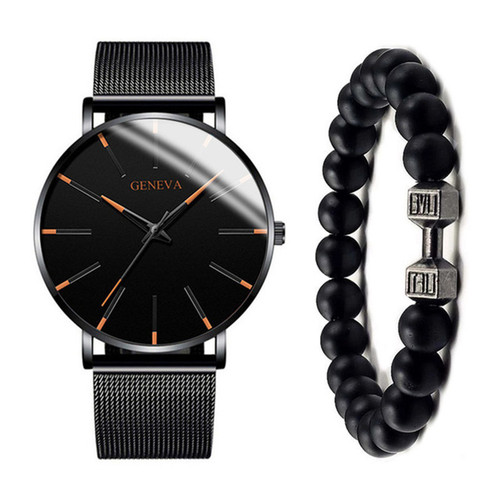 Cross-border best-selling item Men's watch Business watch Ultra-thin mesh band High-end quartz watch bracelet set