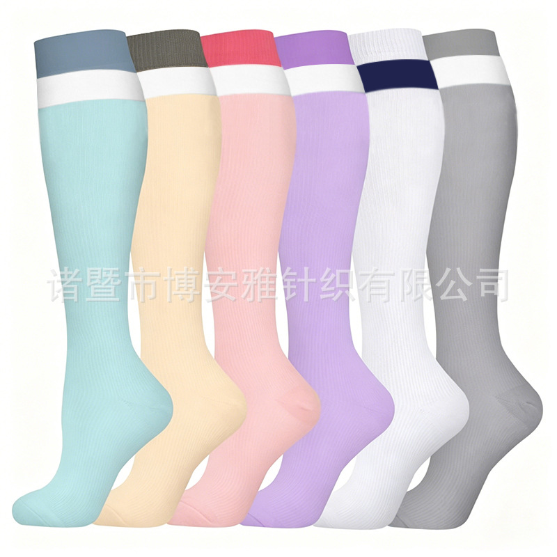Juego de 6 pares de calcetines deportivos de compresión transfronterizos para fitness, calcetines largos de compresión para pantorrillas para hombres y mujeres, calcetines de compresión elásticos. image 14
