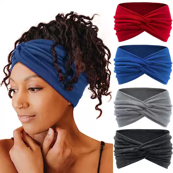 【Temu Hot-Selling Cross-Border Exclusive】Bohemian Wide Headband Sweat-Absorbing Yoga Headscarf Wholesale from Manufacturer