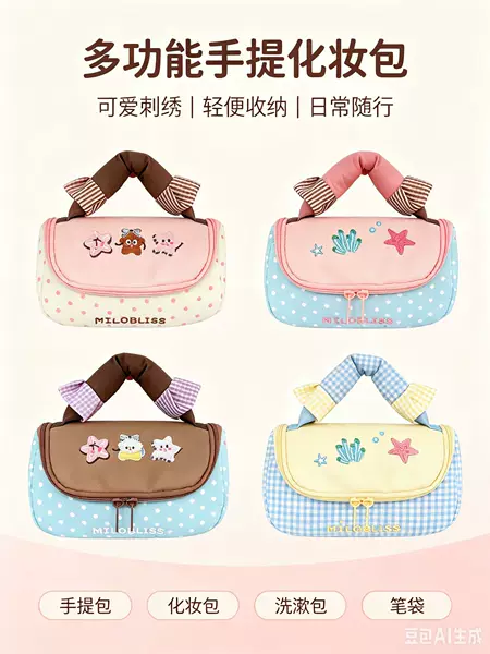 New Makeup Bag, Souvenir Gift, Hello Kitty Toiletry Bag, Pencil Case, Travel Portable Bridesmaid Embroidery, Large Capacity, High Aesthetic Value