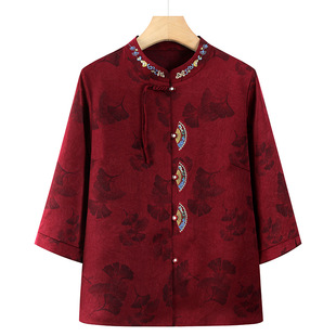 Elderly Women's Summer Shirt New Style Grandma Shirt for 60-70-80-Year-Old Women Spring and Summer Mom Shirt