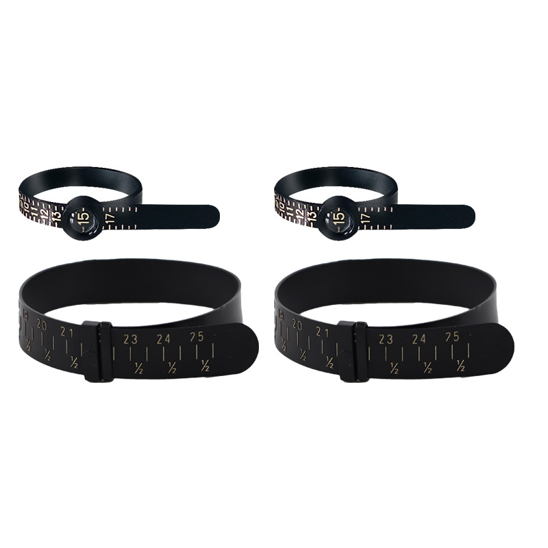 4pcs  PE首飾測量工具 15-25手鐲尺 帶放大鏡美碼戒指尺用於篩選