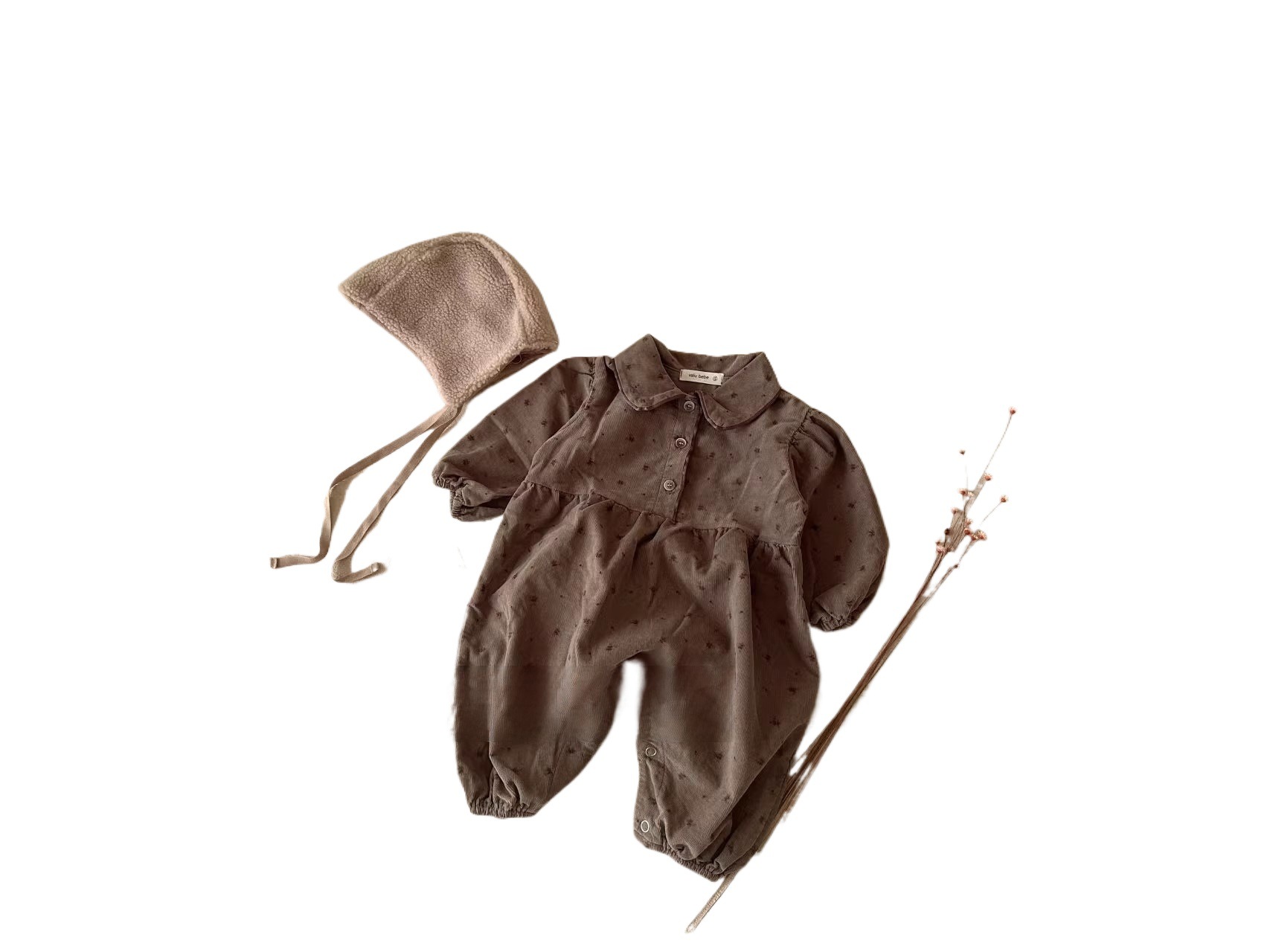 INS algodón PANA floral solapa mono mameluco estilo coreano recién nacido primavera mameluco moda