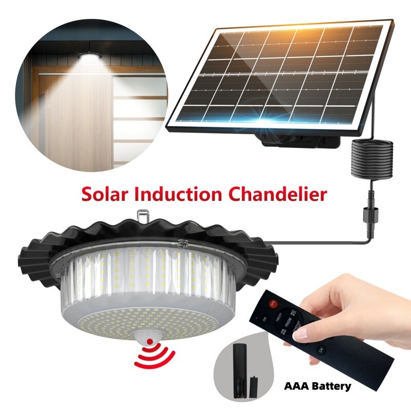 Solar Shed Lights Outdoor Indoor, Lighting Motion Sensor Pendant Light Waterproof Solar Lights with Remote Control