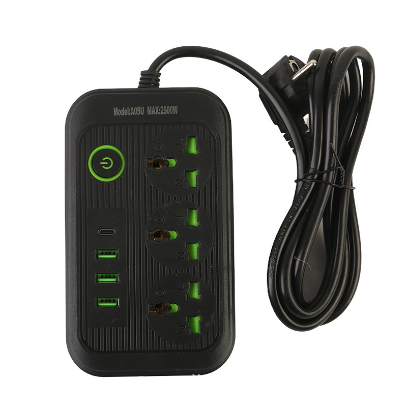 3USB + 1Type-c interfaz de carga con puerta de seguridad para niños con caja negra con caja blanca con estándar verde británico estándar europeo estándar americano