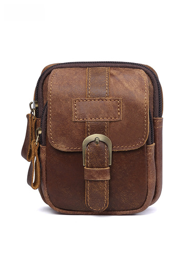Retro Fashion Genuine Leather Men's Waist Bag Outdoor Leisure Multi-functional Men's Bag with Belt Phone Waist Bag for Men