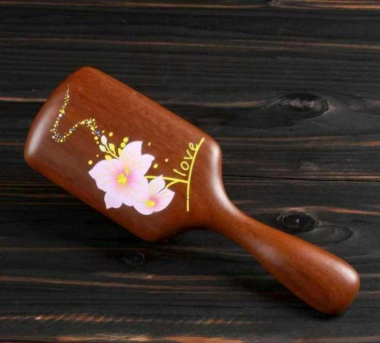 天然金丝檀木气垫气囊梳礼盒木质美发梳女士专用头部经络按摩梳子|undefined
