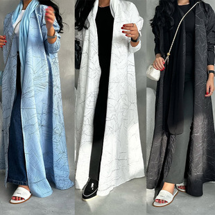 Mq227 Modest Summer Fashion Jacquard Texture Long-Sleeved Jacket Muslim Women's Jacket Amazon Hot Sale