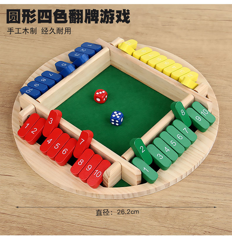 Ajedrez multifacético para niños Ajedrez de cuatro lados Barra de dados Juego de mesa de madera Juego de mesa interactivo entre padres e hijos