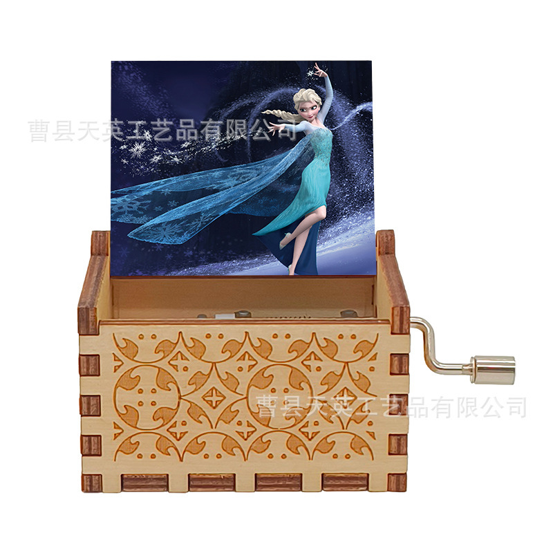 木製オルゴールの置物クラシック彫刻の美しい彩色絵手揺れ愛莎プリンセスオルゴールアナと雪の女王卸売り|undefined