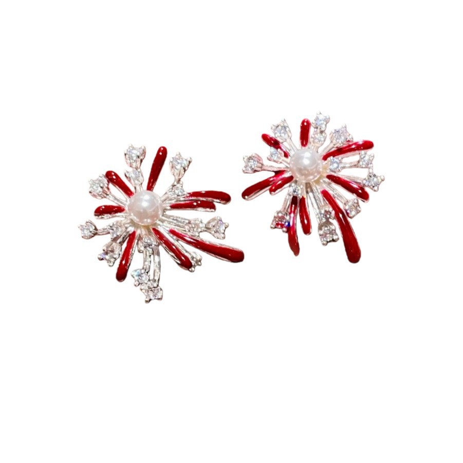 2026 nuevos fuegos artificiales festivos pendientes de piedra de microcromo rojo nuevo estilo chino de alta calidad temperamento amplio pendientes de orejas image 6