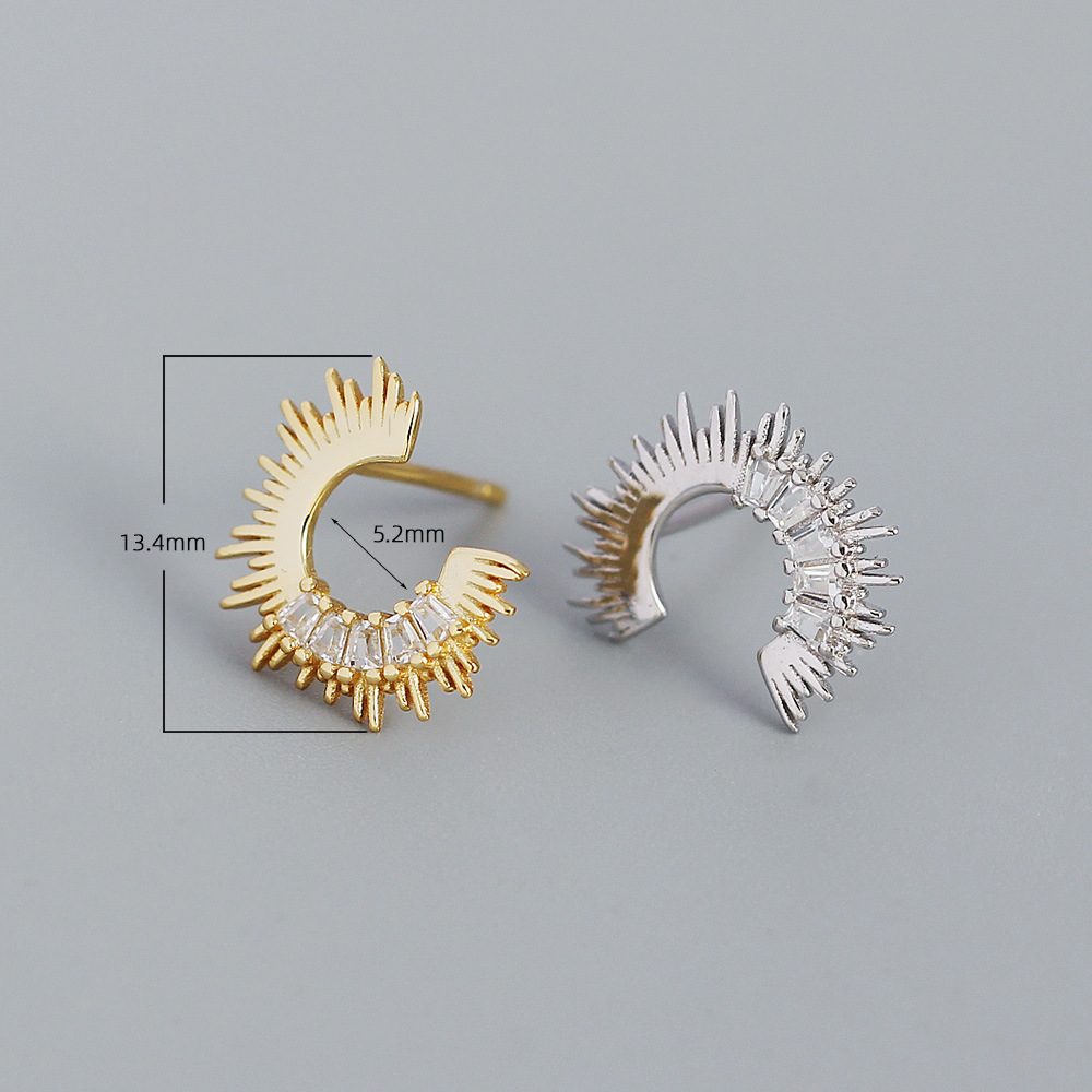 Fashion Geometric Sterling Silver Zircon Ear Studs 1 Pair