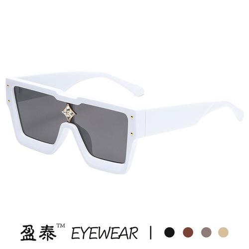 New millionaire sunglasses European and American personalized sunglasses for men cross-border one-piece square frame diamond flower sunglasses