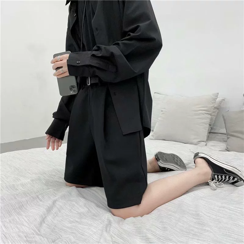 Летние трендовые брюки, костюм для отдыха, шорты, свободный прямой крой, корейский стиль