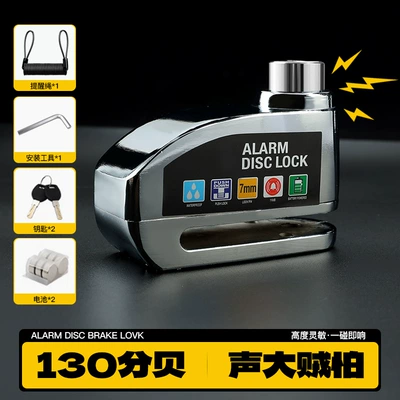 Motorcycle Lock | Lock - silver-reminder-rope-high-strength-zinc-alloy-130-decibel-alarm