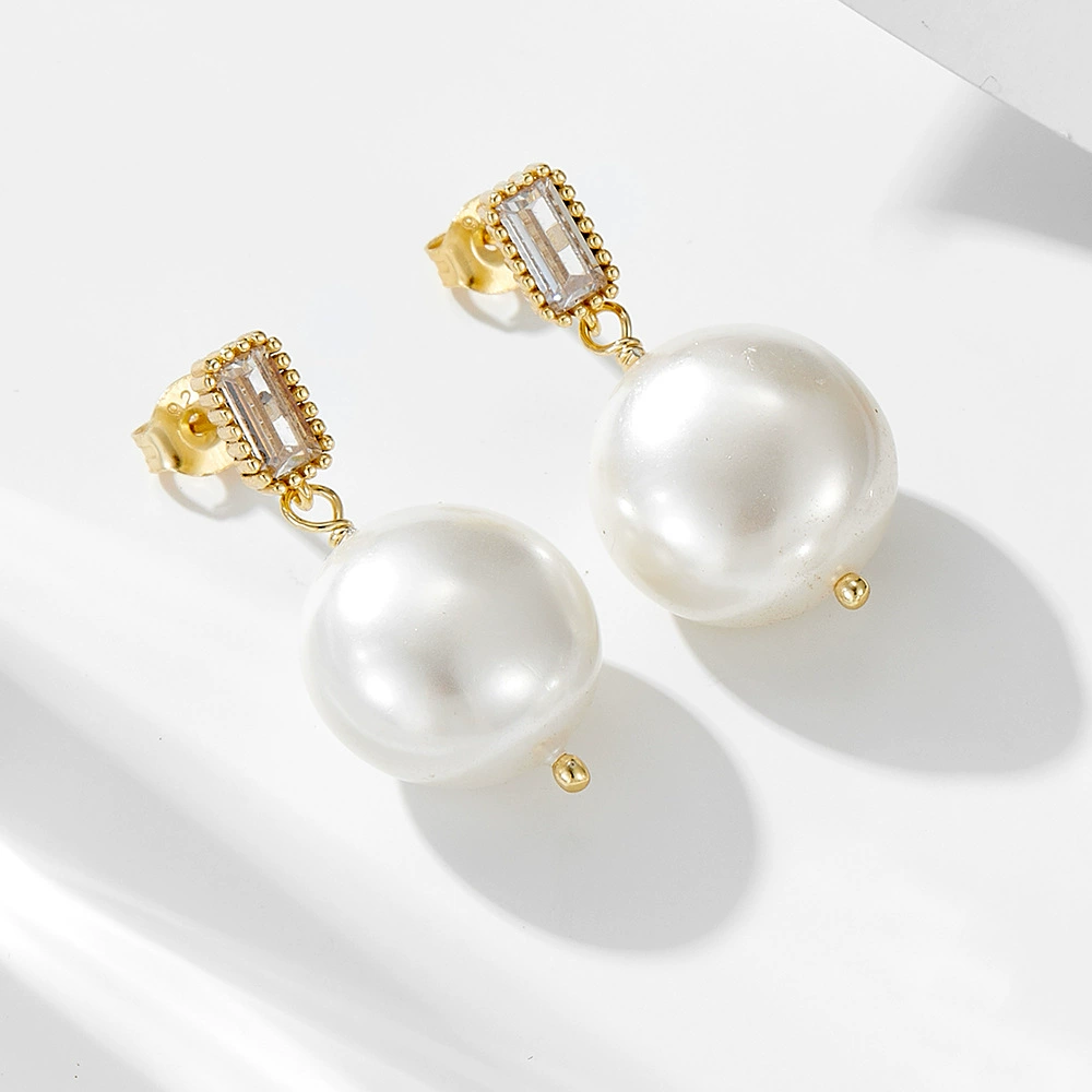 Пretro universal small design earrings from pearl, silver 925 sample, French retro style, light luxury style