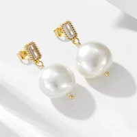 Пretro universal small design earrings from pearl, silver 925 sample, French retro style, light luxury style