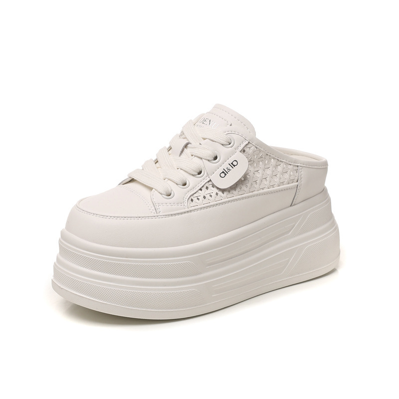 Giày sneaker nữ đế dày tăng chiều cao, phong cách basic trắng, form slip-on tiện lợi — màu trắng