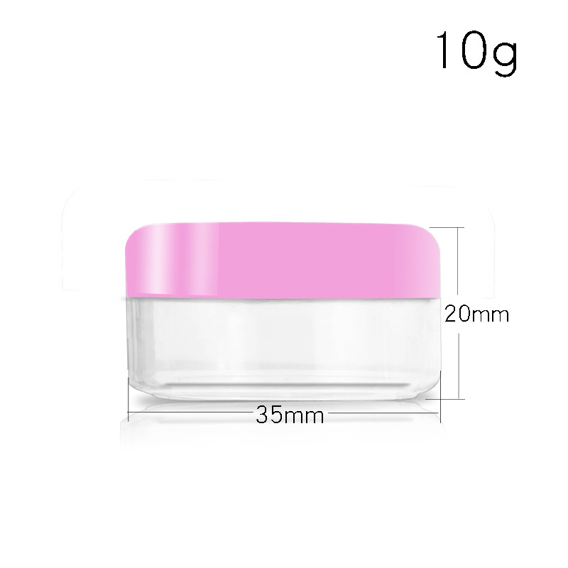 En stock al por mayor caja de crema color transparente/10/20/50g botella cosmética caja de embalaje inferior transparente