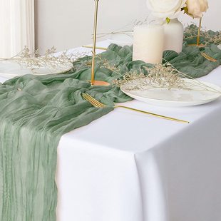 90*180cm cross-border wrinkled tablecloth tablecloth wedding birthday party party decoration gauze Bali yarn twist tablecloth