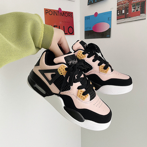 Chic Hong Kong style white air cushion sneakers for women ins trend  autumn new versatile couple casual running shoes